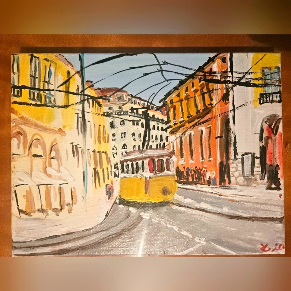 "A Ride In Lisbon" Original Acrylic Painting